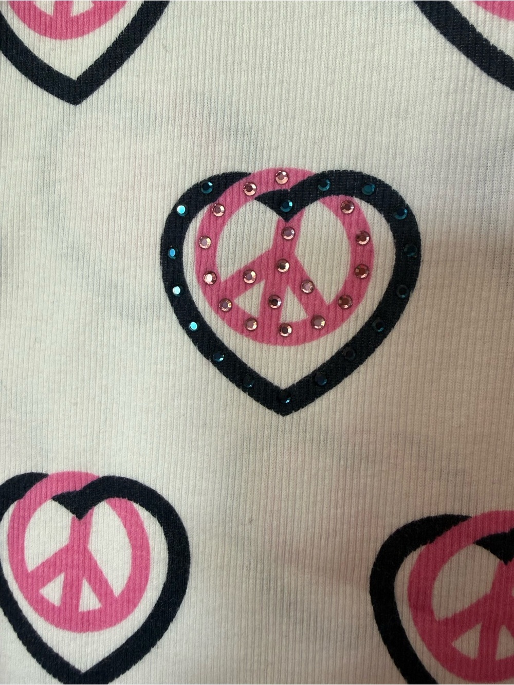 Vintage Y2K VS PINK Peace Sign Heart Rhinestone Tank Top Medium NWOT - Picture 2 of 5